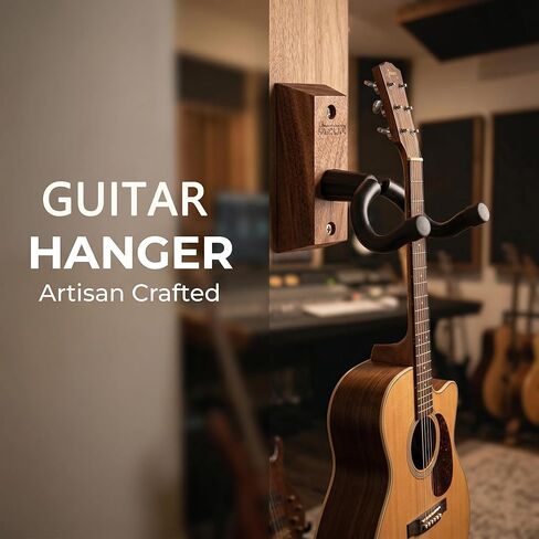 AZOR 3 Pack Black Walnut Guitar Wall Mount Set, U-Shaped Wooden Hanger for Acoustic/Electric Guitars, Bass, Banjo, Premium Wall Hook Holder, Gift for Guitarists & Music Enthusiasts in Saudi Arabia