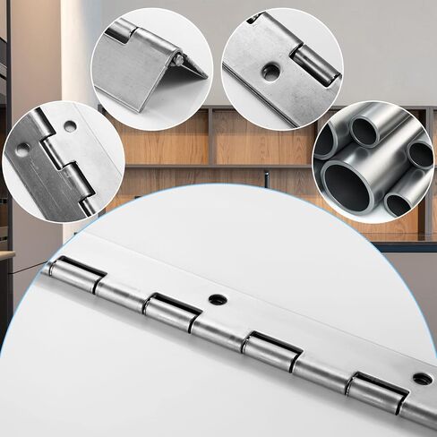 Savita 12 Inch Continuous & Piano Hinges, 2Pcs Stainless Steel Continuous Hinge with Holes, Heavy Duty Polished Stainless Piano Hinges for Boats Cabinets Storage Box, Screw Included (Silver) in Saudi Arabia