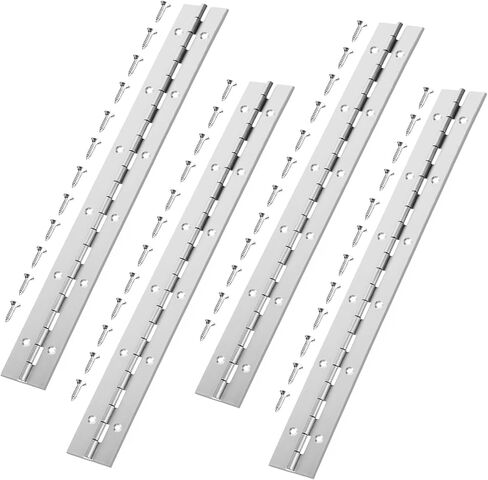 4Pcs Stainless Steel Piano Hinge 12 inch - 1.2" Width, Silver Piano Hinge Heavy Duty Long Hinges for Wood Boat Cabinet Furniture Box DIY in Kuwait