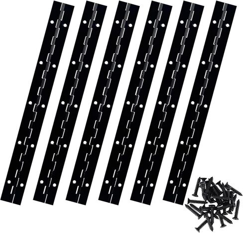 6 عبوات من مفصلات البيانو السوداء المستمرة مقاس 1.2 عرض مفتوح × 0.04 سمك × 10 بوصة مفصلات بيانو شديدة التحمل بفتحة مسبقة ومفصلات أثاث سوداء من الفولاذ المقاوم للصدأ للقوارب وخزائن صندوق تخزين وحالات الأبواب مع 60 براغي in Kuwait