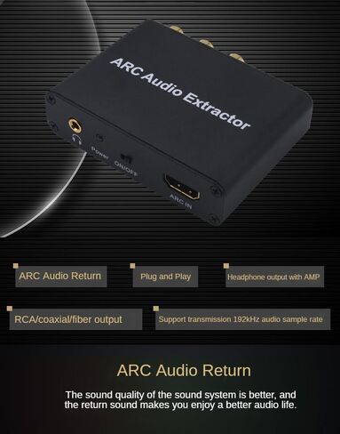 مستخرج صوت HDMI ARC، محول صوت ستيريو SPDIF محوري إلى RCA 3.5 مم، يدعم 192 كيلو هرتز و5.1 قناة للتلفزيون عالي الوضوح، ومضخم سماعة الرأس للمسرح المنزلي in Kuwait