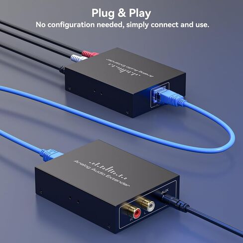 RCA / 3.5 مم موسع الصوت التناظري الاستريو عبر إيثرنت LAN كبل Cat5e / 6 واحد، يصل إلى 1640FT / 500M لا يتطلب طاقة خارجية للمسرح المنزلي والكنيسة AMP لنقل الصوت لمسافات طويلة in Kuwait
