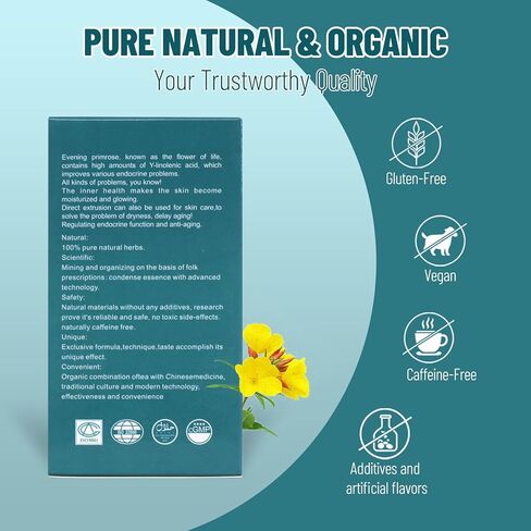 Wins Town Evening Primrose Tea, Pure & Natural Herbal Teabags, Supports Hormonal Balance, Women's Wellness & Skin Health, 20 Count in Kuwait