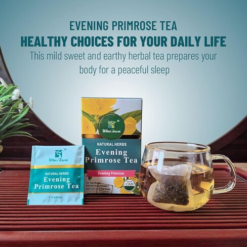 Wins Town Evening Primrose Tea, Pure & Natural Herbal Teabags, Supports Hormonal Balance, Women's Wellness & Skin Health, 20 Count in Kuwait