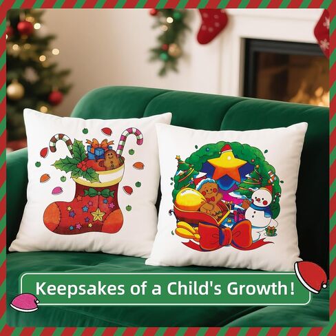 SNEILJOY Kids Fabric Art Kit with 2 Pillowcases (Dinosaur & Space) & 8 Non-Fading Markers, 15.5x15.5 in, Craft Kits for Boys Ages 5-7 in Kuwait