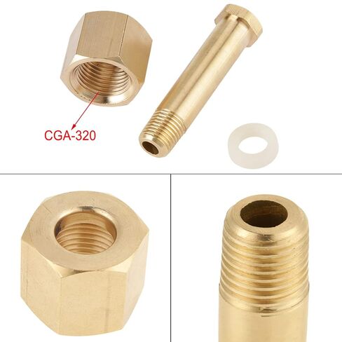 Estink CGA 320 Brass Nut and Nipple CO2 Regulator Washer with CGA 320 Thread for Carbon Dioxide Regulator Pressure Reduction in Kuwait