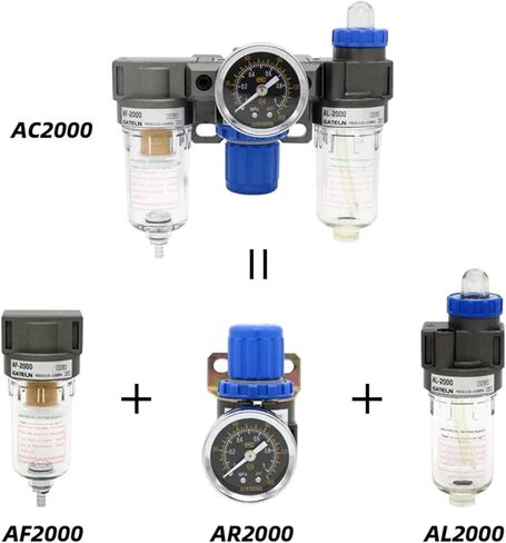 AC2000 Pressure Regulator Gauge Air Compressor Filter Oil Moisture Separator For Water Filters Dehumidifier(PC 10mm fittings) in Saudi Arabia