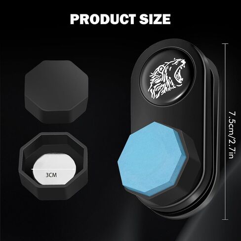 Magnetic Chalk Holder Octagon, Portable Pool Cue Chalk Holder with Fixed Clip, Silent Billiard Chalk Holder Pool Snooker Billiards Accessories in Kuwait