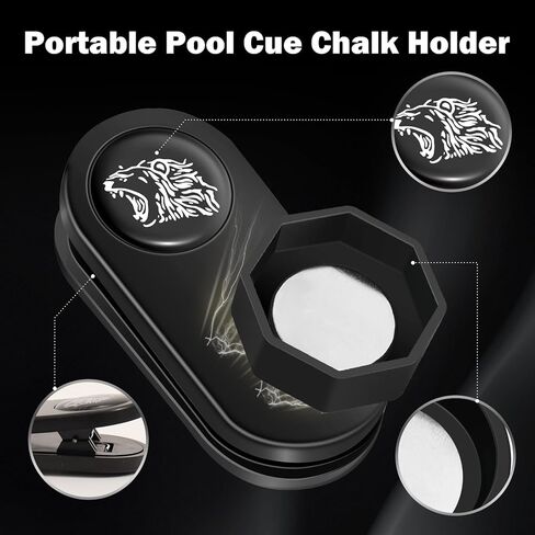 Magnetic Chalk Holder Octagon, Portable Pool Cue Chalk Holder with Fixed Clip, Silent Billiard Chalk Holder Pool Snooker Billiards Accessories in Kuwait