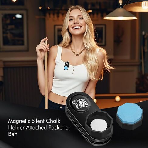 Magnetic Chalk Holder Octagon, Portable Pool Cue Chalk Holder with Fixed Clip, Silent Billiard Chalk Holder Pool Snooker Billiards Accessories in Kuwait