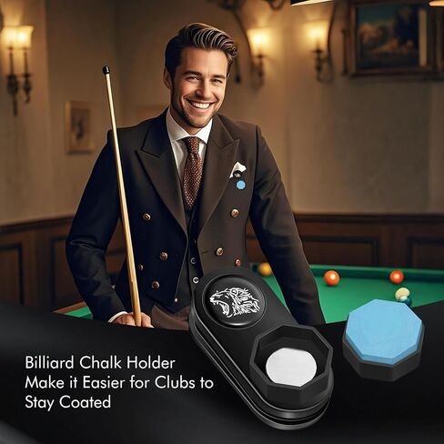 Magnetic Chalk Holder Octagon, Portable Pool Cue Chalk Holder with Fixed Clip, Silent Billiard Chalk Holder Pool Snooker Billiards Accessories in Kuwait