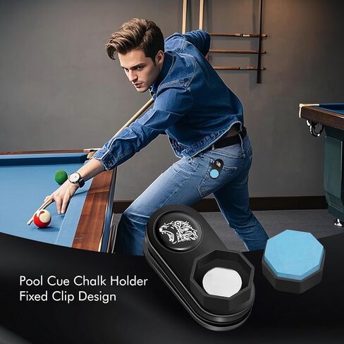 Magnetic Chalk Holder Octagon, Portable Pool Cue Chalk Holder with Fixed Clip, Silent Billiard Chalk Holder Pool Snooker Billiards Accessories in Kuwait