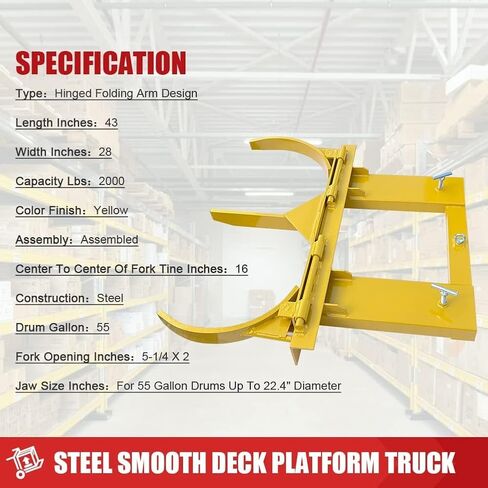 Double Fork Mounted Drum Grabber 2000lbs Loading Capacity Forklift Drum Gripper Handles Two 55 Gallon Drums in Saudi Arabia
