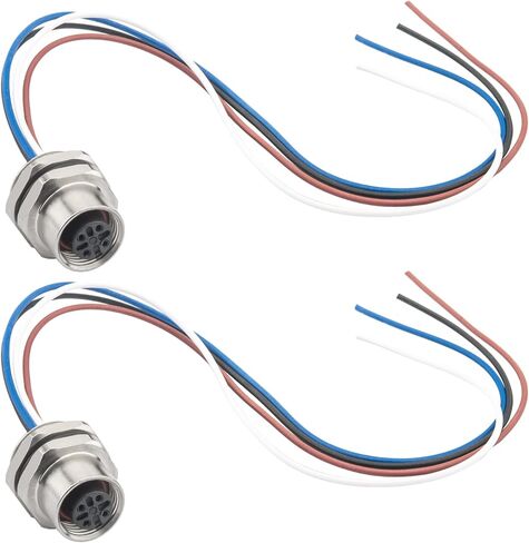 M12 4 Pin A-Coded Male Aviation Connector Cable 0.7FT, 16mm Waterproof Industrial Bulkhead Panel Mount Cable for Control Cabinets & Sensors 2PCS in Kuwait
