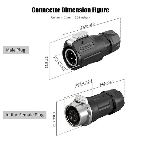 4 Pin IP68 Waterproof Connector, M16 Industrial Male Female Connectors for Indoor/Outdoor Applications(Plastic+Metal） in Saudi Arabia