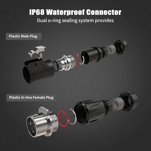 4 Pin IP68 Waterproof Connector, M16 Industrial Male Female Connectors for Indoor/Outdoor Applications(Plastic+Metal） in Saudi Arabia