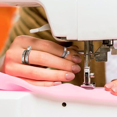 Isslly 2PCS Finger Crochet Tension Rings, Adjustable Metal Knitting Crochet Loop Ring, Open Yarn Guide Ring Thimble Finger Holders Accessories for Knitting, Crocheting - Gold, Silver in Kuwait