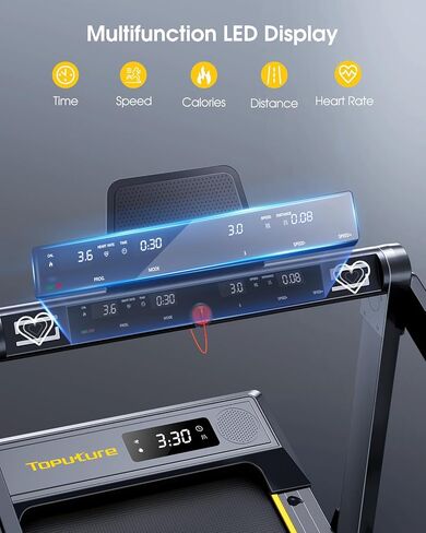 Walking Pad Treadmill with 12% Incline and Handle Bar, 4 in 1 Folding Treadmill for Home/Office, Under Desk Treadmills Portable Walking Pad with App & Bluetooth Speaker, 0.6-10MPH in Kuwait