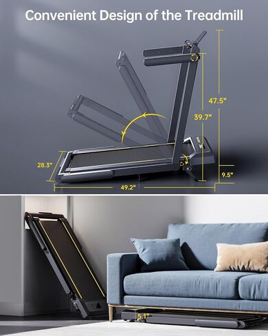 Walking Pad Treadmill with 12% Incline and Handle Bar, 4 in 1 Folding Treadmill for Home/Office, Under Desk Treadmills Portable Walking Pad with App & Bluetooth Speaker, 0.6-10MPH in Kuwait