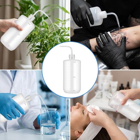4-Pack Large 1000ml (33oz) Tattoo Squeeze Bottles, Plastic Wash Bottles with Curved Tip & Scale, Leak-Proof Squirt Bottle for Lab, Gardening, Tattoo & Plant Watering in Saudi Arabia