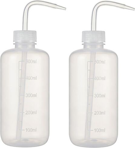 2Pcs 500ml/17.6oz White Translucent Plastic Graduated Squeeze Washing Bottles with Curved Tip Nozzle Oil Water Fluid Containers Oil Sprayers Dispensers Sprinklers Cans for Gardening Lab Supplies in Kuwait