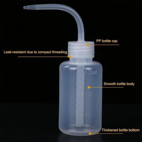 Wash Bottle, 150ml/5oz Plastic Safety Squeeze Watering Bottles with Narrow Mouth and Scale Labels, Cleaning Tool Accessories for Lash Extensions Watering Succulent Home Work, Transparent in Saudi Arabia
