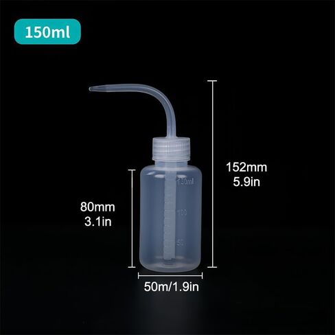 Wash Bottle, 150ml/5oz Plastic Safety Squeeze Watering Bottles with Narrow Mouth and Scale Labels, Cleaning Tool Accessories for Lash Extensions Watering Succulent Home Work, Transparent in Saudi Arabia
