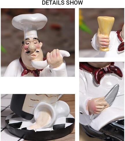 Chef Figurine, Kitchen Decor Cooking Chef with Potato Wine Figurine Counter Top Statue Collectible Figurine for Cabinet Cupboard Restaurant in Saudi Arabia
