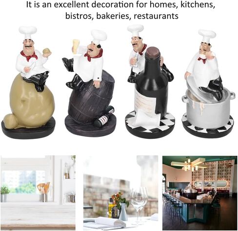 Chef Figurine, Kitchen Decor Cooking Chef with Potato Wine Figurine Counter Top Statue Collectible Figurine for Cabinet Cupboard Restaurant in Saudi Arabia