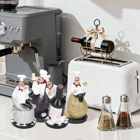 Chef Figurine, Kitchen Decor Cooking Chef with Potato Wine Figurine Counter Top Statue Collectible Figurine for Cabinet Cupboard Restaurant in Saudi Arabia