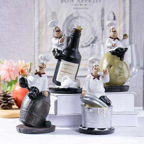 Chef Figurine, Kitchen Decor Cooking Chef with Potato Wine Figurine Counter Top Statue Collectible Figurine for Cabinet Cupboard Restaurant in Saudi Arabia