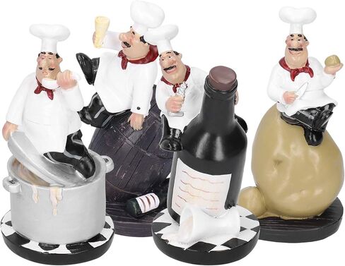 Chef Figurine, Kitchen Decor Cooking Chef with Potato Wine Figurine Counter Top Statue Collectible Figurine for Cabinet Cupboard Restaurant in Saudi Arabia