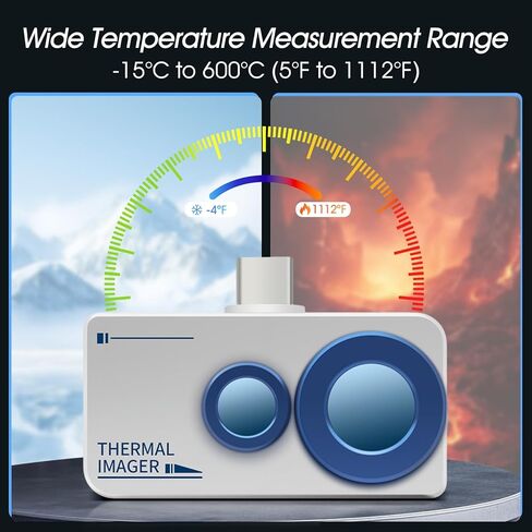 كاميرا تصوير حراري Android، 256 * 192 IR & 640 * 480 كاميرا مزدوجة مرئية، نطاق واسع 5 درجة فهرنهايت ~ 1112 درجة فهرنهايت، منبه لدرجة الحرارة العالية/المنخفضة، مقاوم للماء، مع وضع الانصهار وكاميرا حرارية APP لنظام Android (وليس لنظام iOS) in Kuwait