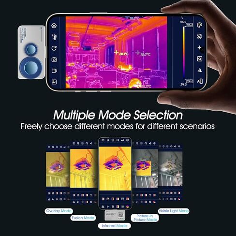 كاميرا تصوير حراري Android، 256 * 192 IR & 640 * 480 كاميرا مزدوجة مرئية، نطاق واسع 5 درجة فهرنهايت ~ 1112 درجة فهرنهايت، منبه لدرجة الحرارة العالية/المنخفضة، مقاوم للماء، مع وضع الانصهار وكاميرا حرارية APP لنظام Android (وليس لنظام iOS) in Kuwait