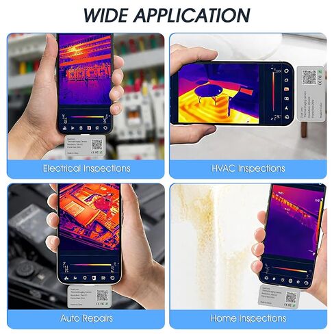 كاميرا تصوير حراري Android، 256 * 192 IR & 640 * 480 كاميرا مزدوجة مرئية، نطاق واسع 5 درجة فهرنهايت ~ 1112 درجة فهرنهايت، منبه لدرجة الحرارة العالية/المنخفضة، مقاوم للماء، مع وضع الانصهار وكاميرا حرارية APP لنظام Android (وليس لنظام iOS) in Kuwait