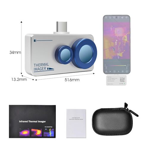 كاميرا تصوير حراري Android، 256 * 192 IR & 640 * 480 كاميرا مزدوجة مرئية، نطاق واسع 5 درجة فهرنهايت ~ 1112 درجة فهرنهايت، منبه لدرجة الحرارة العالية/المنخفضة، مقاوم للماء، مع وضع الانصهار وكاميرا حرارية APP لنظام Android (وليس لنظام iOS) in Kuwait