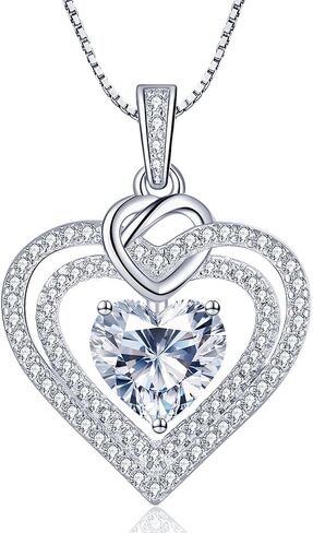 قلادة قلادة من قلادة القلب اللانهائية للنساء ، 2-5 قيراط قلادة قلب مويسانيت ، ذكرى عيد ميلاد عيد الميلاد ارتباطات عيد الحب مجوهرات الأم لزوجتها صديقتها أمي ابنة in Kuwait