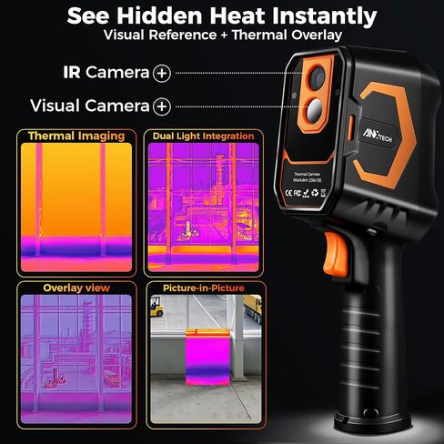كاميرا تصوير حراري بعدسة مزدوجة محمولة باليد مزودة بكاميرا مرئية بدقة 2 ميجابكسل، دقة فائقة 512 × 384، -4 درجة فهرنهايت ~ 1022 درجة فهرنهايت، تحليل صور الكمبيوتر ثنائي الأبعاد/ثلاثي الأبعاد للكشف عن تسرب المياه المخفية وفحص الرطوبة in Kuwait