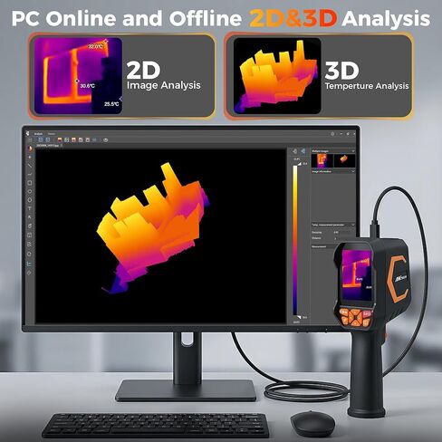 كاميرا تصوير حراري بعدسة مزدوجة محمولة باليد مزودة بكاميرا مرئية بدقة 2 ميجابكسل، دقة فائقة 512 × 384، -4 درجة فهرنهايت ~ 1022 درجة فهرنهايت، تحليل صور الكمبيوتر ثنائي الأبعاد/ثلاثي الأبعاد للكشف عن تسرب المياه المخفية وفحص الرطوبة in Kuwait