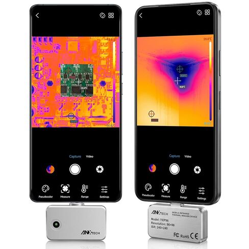 كاميرا تصوير حراري USB-C لنظام Android، تصوير بالأشعة تحت الحمراء للتوصيل والتشغيل، ISR 240 × 240 و25 هرتز، مسح سلس، -4 درجة فهرنهايت إلى 1022 درجة فهرنهايت، أداة بحجم الجيب للكشف عن تسرب المياه، التدفئة والتهوية وتكييف الهواء (HVAC)، فحص كهربائي وDIY in Kuwait