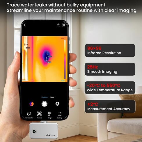 كاميرا تصوير حراري USB-C لنظام Android، تصوير بالأشعة تحت الحمراء للتوصيل والتشغيل، ISR 240 × 240 و25 هرتز، مسح سلس، -4 درجة فهرنهايت إلى 1022 درجة فهرنهايت، أداة بحجم الجيب للكشف عن تسرب المياه، التدفئة والتهوية وتكييف الهواء (HVAC)، فحص كهربائي وDIY in Kuwait