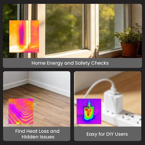 كاميرا تصوير حراري USB-C لنظام Android، تصوير بالأشعة تحت الحمراء للتوصيل والتشغيل، ISR 240 × 240 و25 هرتز، مسح سلس، -4 درجة فهرنهايت إلى 1022 درجة فهرنهايت، أداة بحجم الجيب للكشف عن تسرب المياه، التدفئة والتهوية وتكييف الهواء (HVAC)، فحص كهربائي وDIY in Kuwait