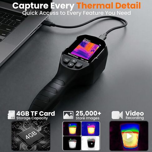 كاميرا حرارية لفحص المنزل، كاميرا تعمل بالأشعة تحت الحمراء 240 × 240 TISR مع عمر بطارية يصل إلى 14 ساعة، جهاز تصوير حراري محمول 25 هرتز مع مجال رؤية 50 درجة لاكتشاف تسرب المياه، التدفئة والتهوية وتكييف الهواء، الفحص الكهربائي in Kuwait