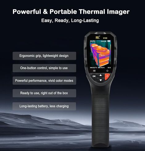 Pro Mini Handheld Thermal Camera with LED Light, 240x240 TISR Resolution Infrared Camera, -4°F to 1022°F & 50° Wide View Thermal Gun, 25Hz Lightweight Thermal Imager for Electricians/HVAC/Auto in Saudi Arabia