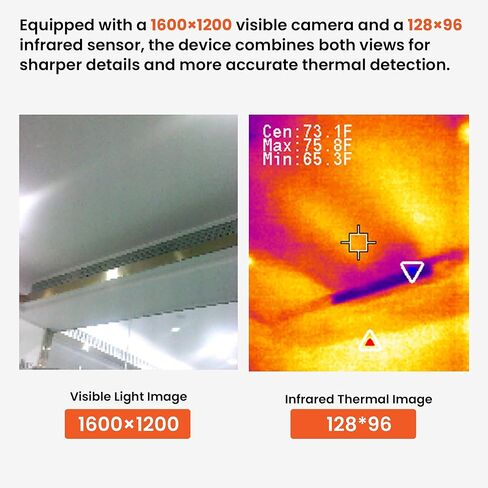 كاميرا تصوير حراري صغيرة لفحص المنزل - كاميرا حرارية بدقة 128 × 96 بالأشعة تحت الحمراء لكشف تسرب الجدار والعزل، تصوير حراري صغير للمبتدئين in Kuwait