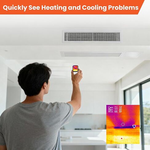 كاميرا تصوير حراري صغيرة لفحص المنزل - كاميرا حرارية بدقة 128 × 96 بالأشعة تحت الحمراء لكشف تسرب الجدار والعزل، تصوير حراري صغير للمبتدئين in Kuwait