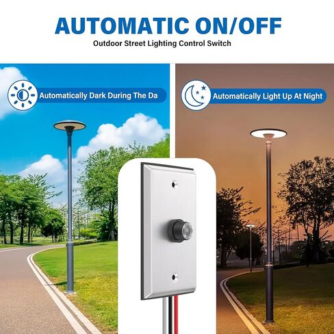 FlyGeneral 2 Pack Photocell Sensor for Outdoor Lights with Wall Plate, Hardwired Light Control Switch, Dusk to Dawn Photocell Compatible with LED, Incandescent, Halogen, and CFL Bulbs in Kuwait
