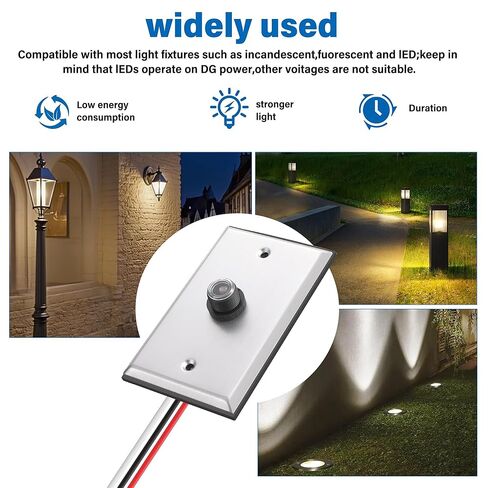 FlyGeneral 2 Pack Photocell Sensor for Outdoor Lights with Wall Plate, Hardwired Light Control Switch, Dusk to Dawn Photocell Compatible with LED, Incandescent, Halogen, and CFL Bulbs in Kuwait