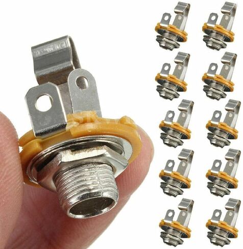 10 x Jack Sockets, Mono 1/4" 6.35MM ID Socket Jack Connector Panel Mount Guitar Plate Accessory in Kuwait
