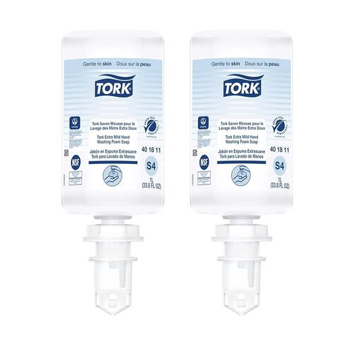 Tork Extra Mild Hand Washing Foam Soap S4, No Fragrance Added, 2 x 1L, 401812 in Kuwait